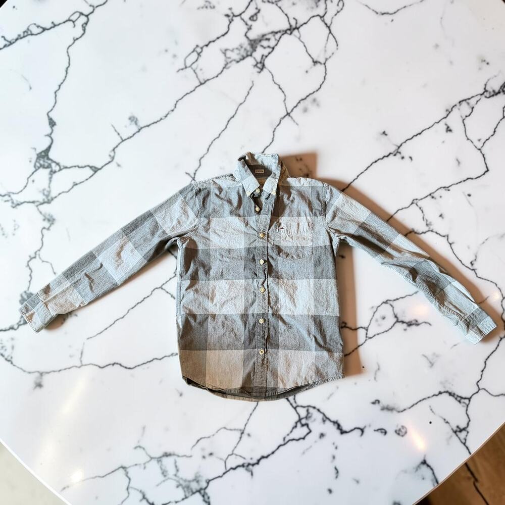 Hollister Men's XS Grey Plaid Stretch Button Down Long Sleeve Shirt